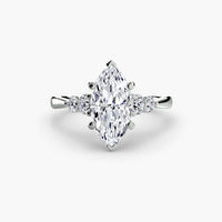 Thumbnail for 14K White Gold / Marquise Solitaire with Shoulder Accents 2
