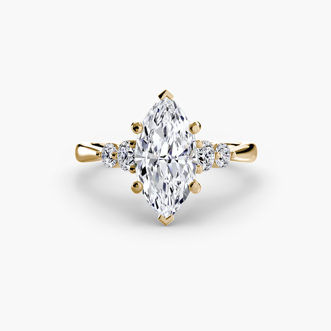 14K Yellow Gold / Marquise Solitaire with Shoulder Accents 2