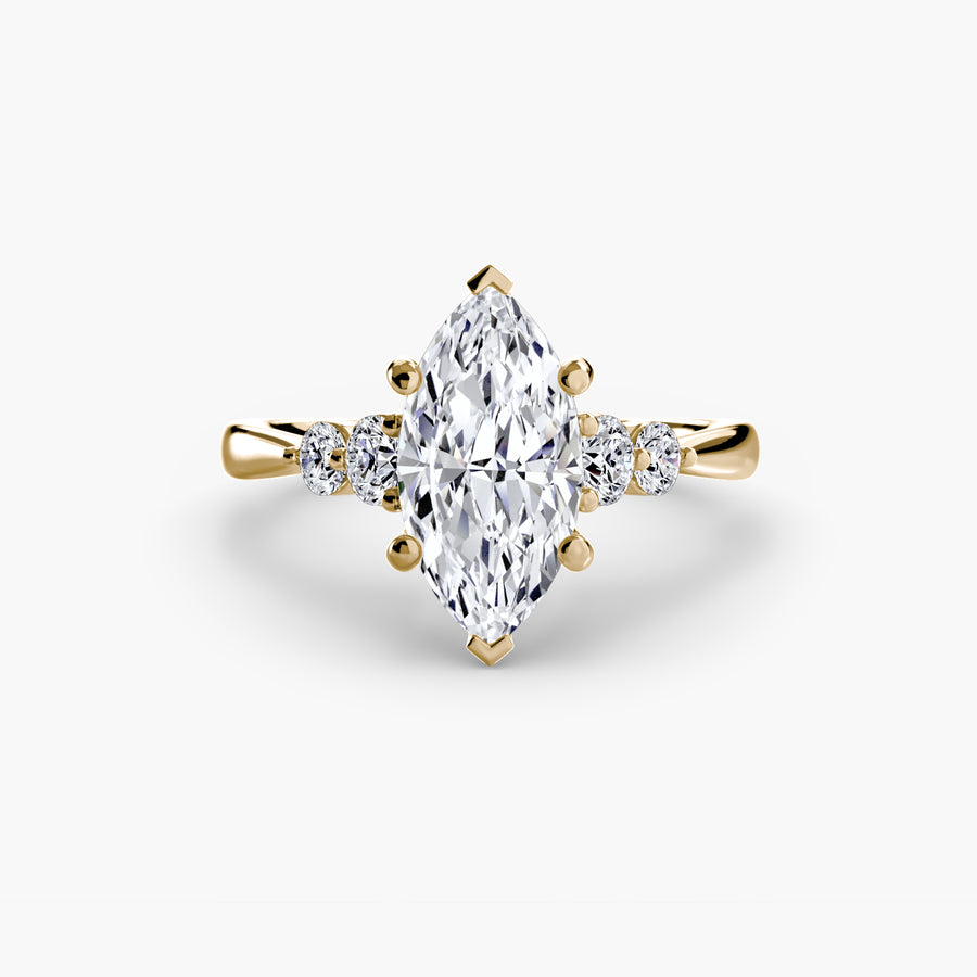 14K Yellow Gold / Marquise Solitaire with Shoulder Accents 2