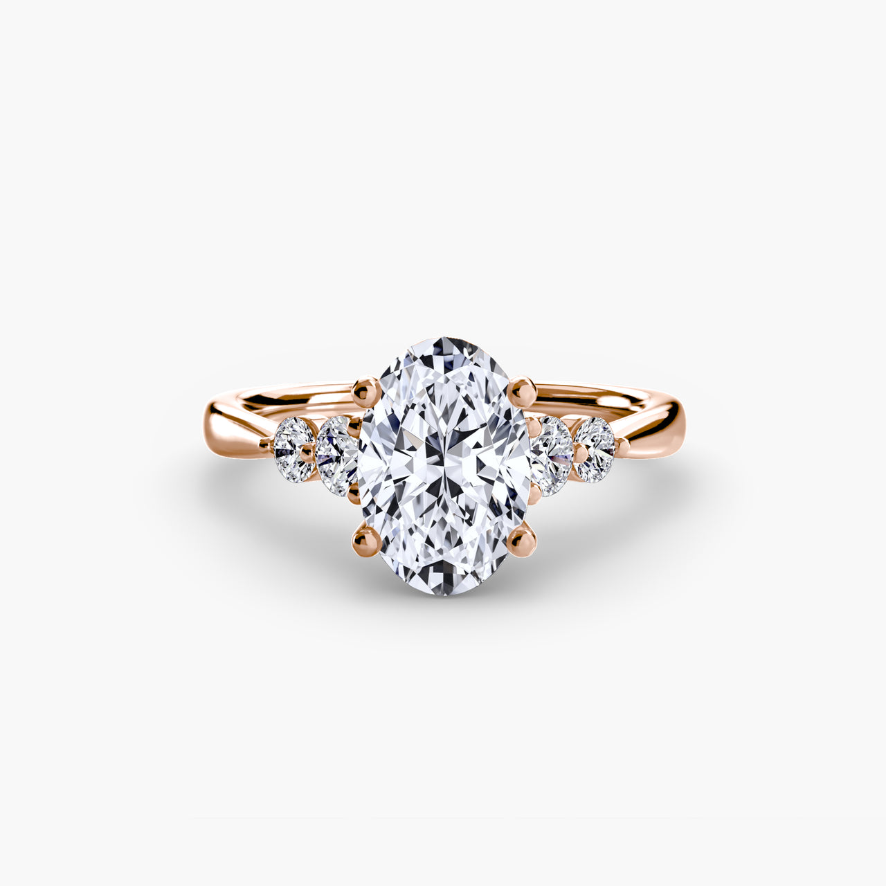 14K Rose Gold / Oval Solitaire with Shoulder Accents 2