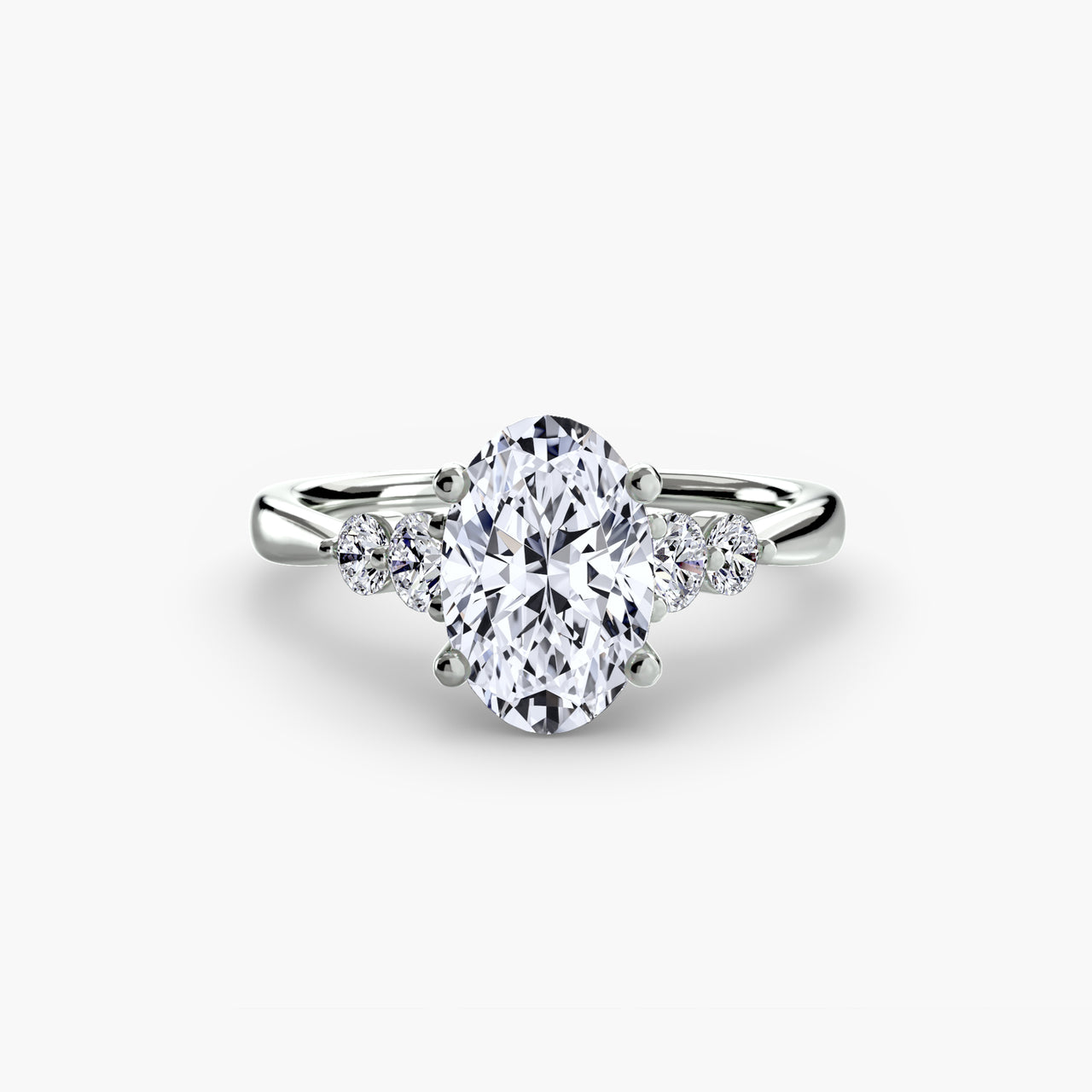 14K White Gold / Oval Solitaire with Shoulder Accents 2