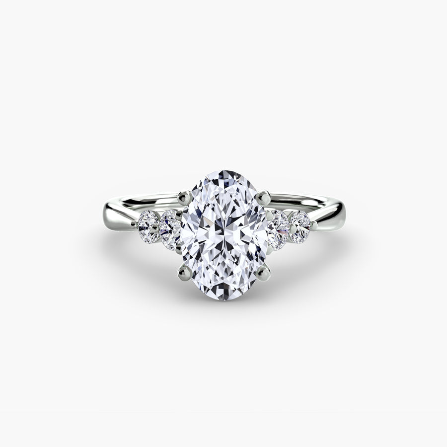 14K White Gold / Oval Solitaire with Shoulder Accents 2