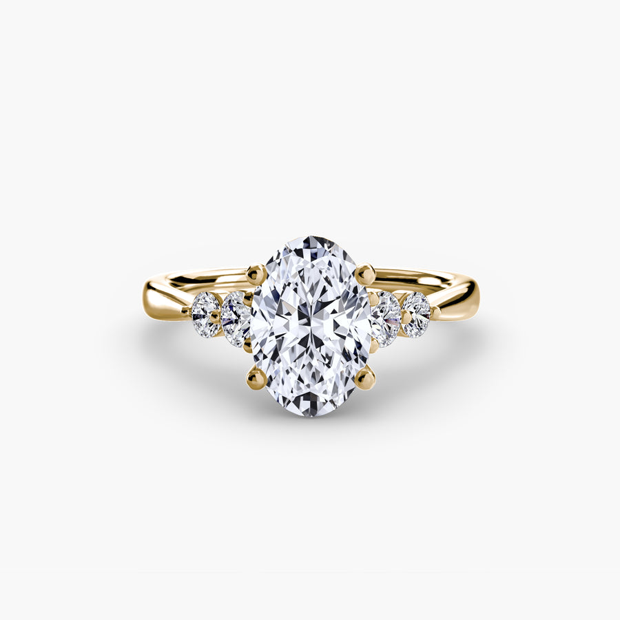14K Yellow Gold / Oval Solitaire with Shoulder Accents 2
