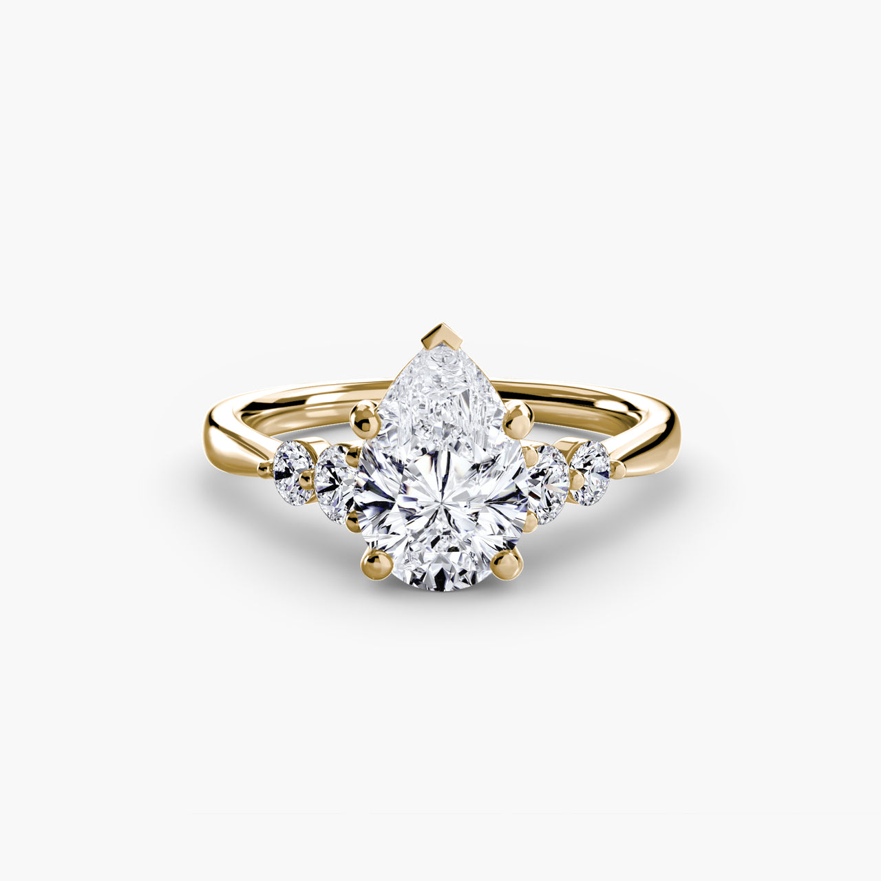 14K Yellow Gold / Pear Solitaire with Shoulder Accents 2