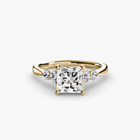 Thumbnail for 14K Yellow Gold / Princess Solitaire with Shoulder Accents 2