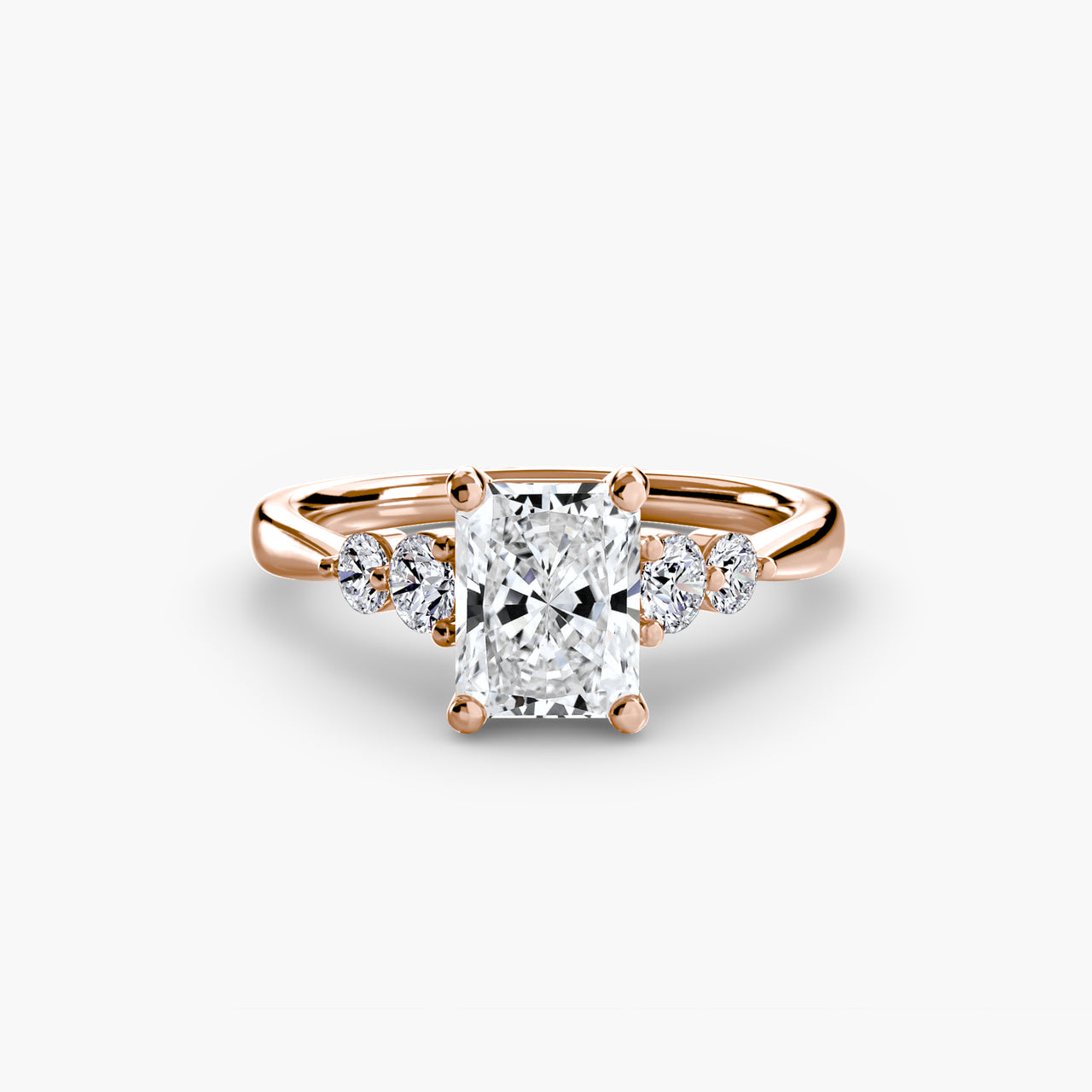 14K Rose Gold / Radiant Solitaire with Shoulder Accents 2