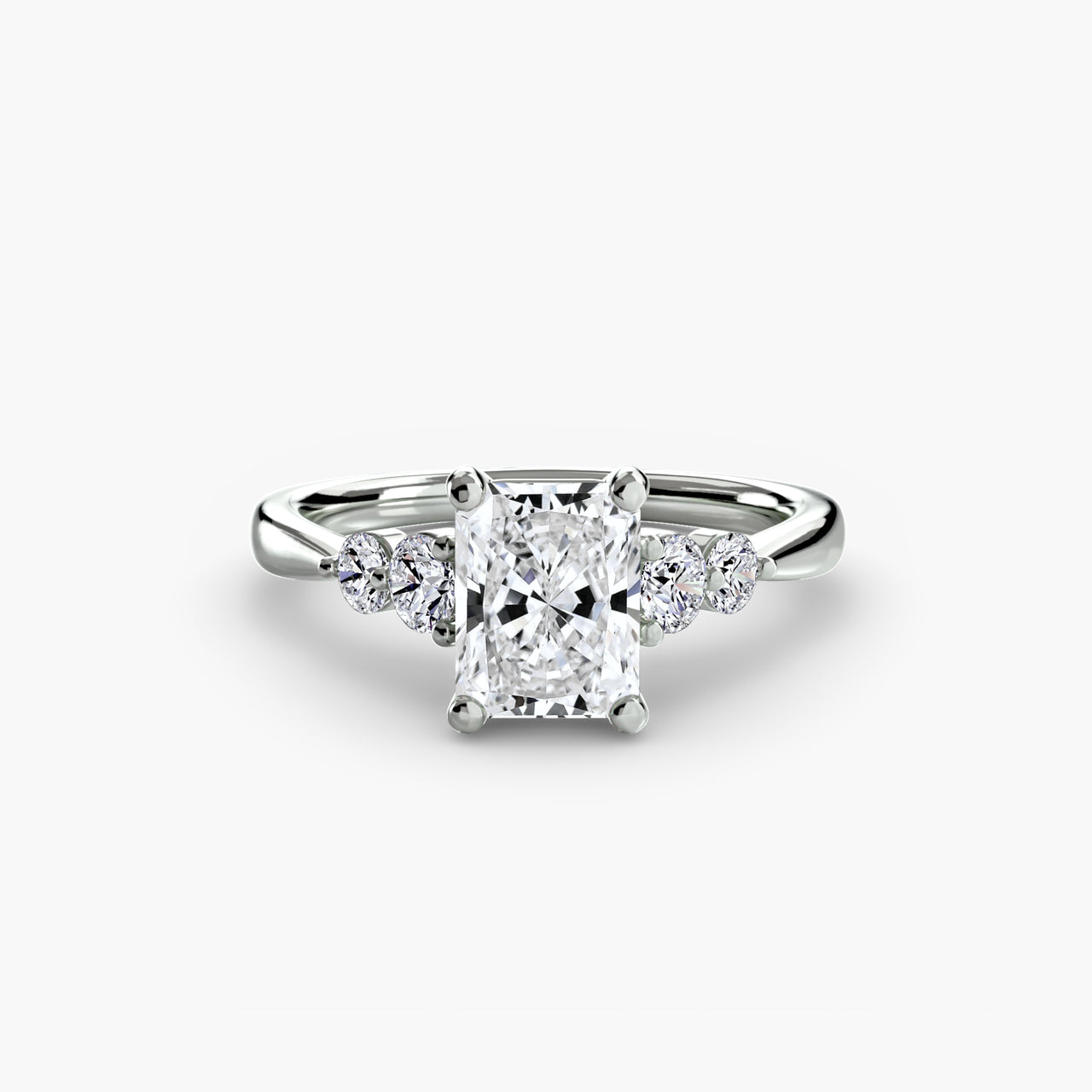 14K White Gold / Radiant Solitaire with Shoulder Accents 2