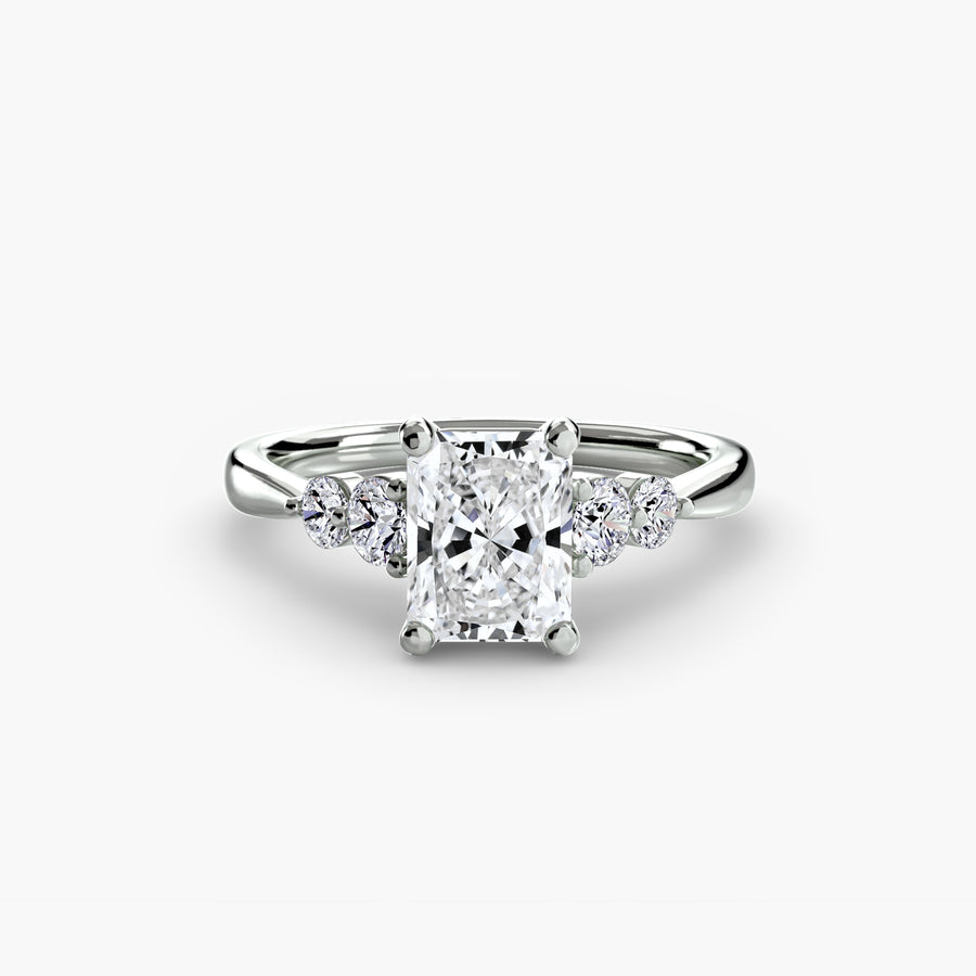 14K White Gold / Radiant Solitaire with Shoulder Accents 2
