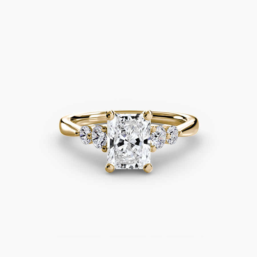 14K Yellow Gold / Radiant Solitaire with Shoulder Accents 2