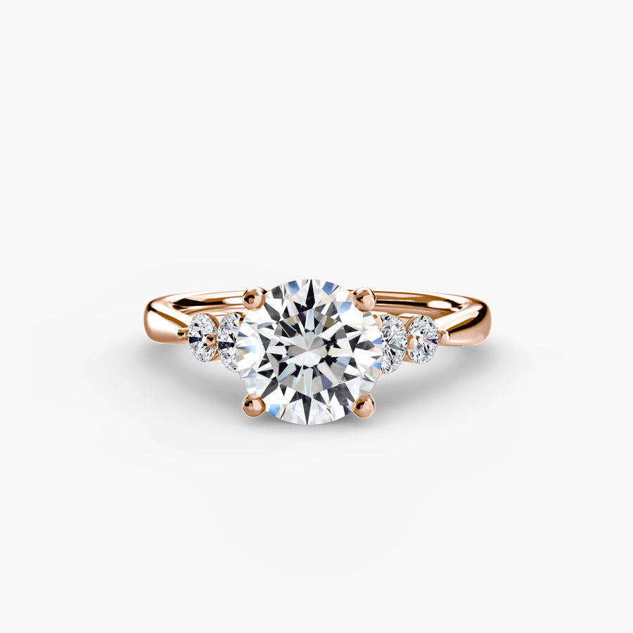 14K Rose Gold / Round Solitaire with Shoulder Accents 2