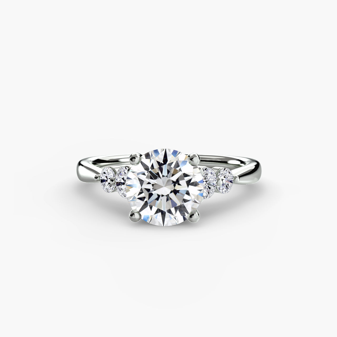 14K White Gold / Round Solitaire with Shoulder Accents 2