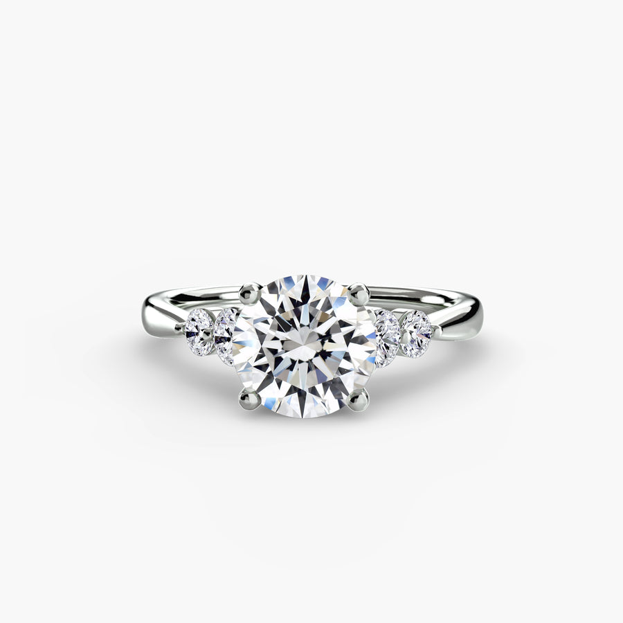 14K White Gold / Round Solitaire with Shoulder Accents 2