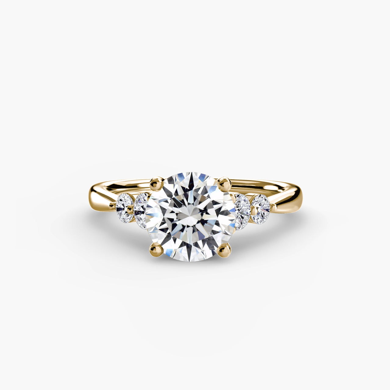14K Yellow Gold / Round Solitaire with Shoulder Accents 2