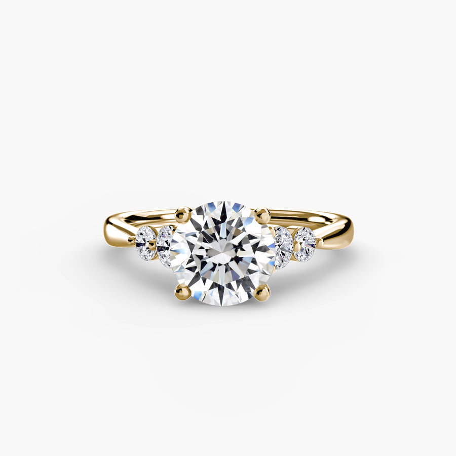 14K Yellow Gold / Round Solitaire with Shoulder Accents 2
