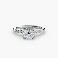 Thumbnail for 14K White Gold / Cushion Solitaire with Shoulder Accents