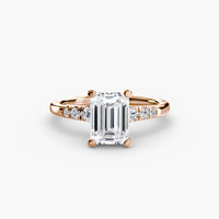 Thumbnail for 14K Rose Gold / Emerald Solitaire with Shoulder Accents