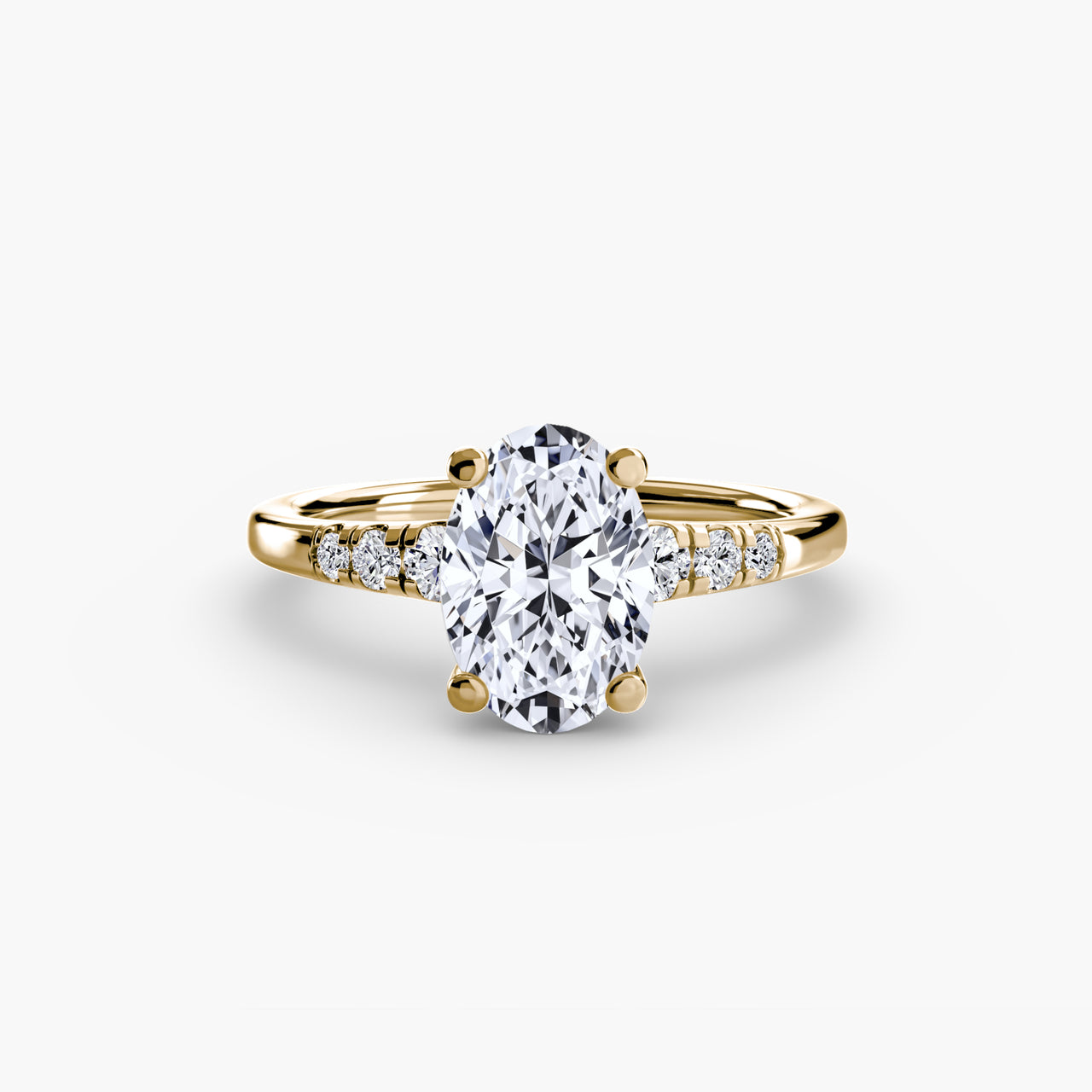14K Yellow Gold / Oval Solitaire with Shoulder Accents