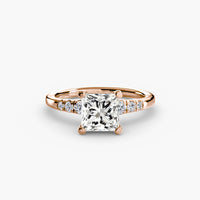 Thumbnail for 14K Rose Gold / Princess Solitaire with Shoulder Accents