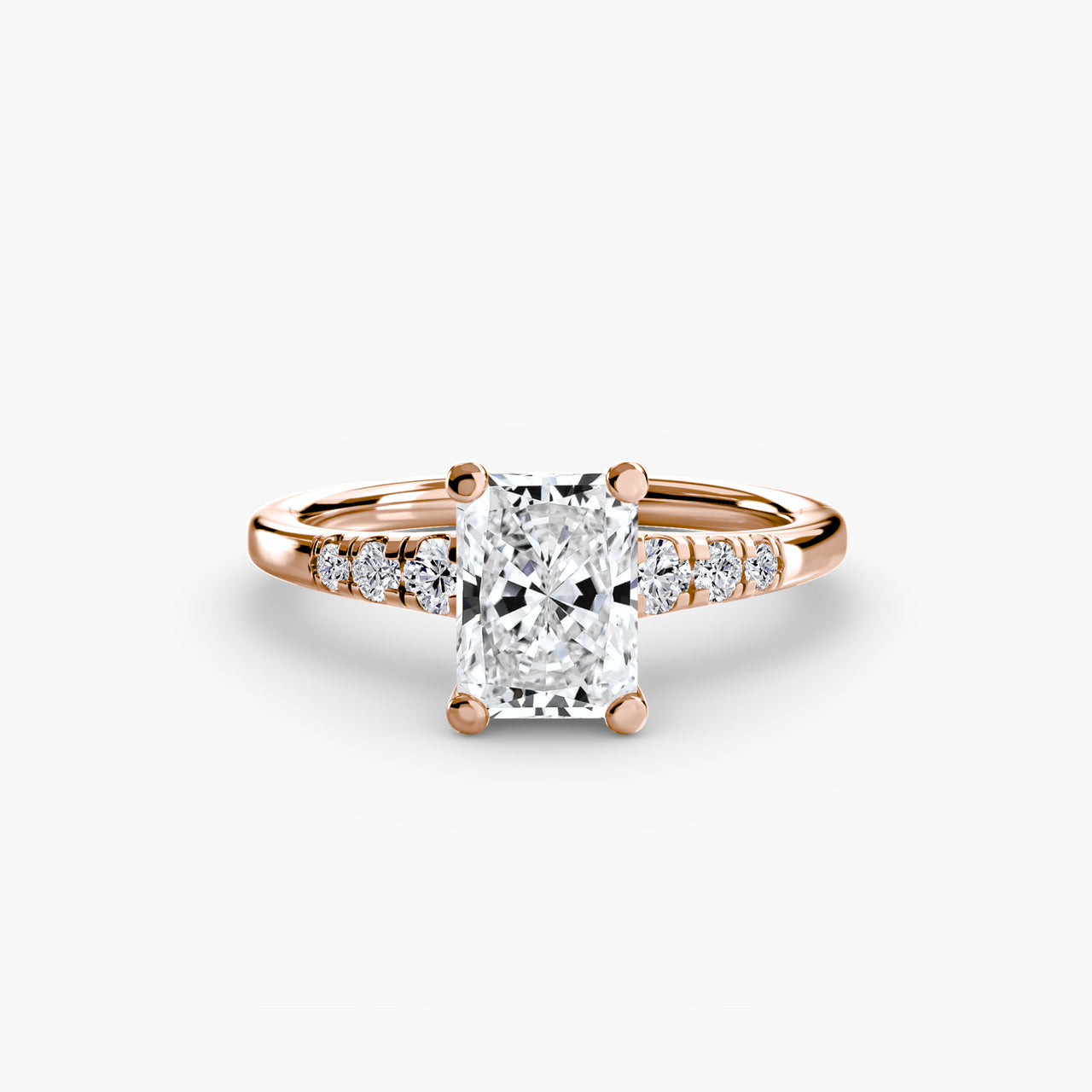 14K Rose Gold / Radiant Solitaire with Shoulder Accents