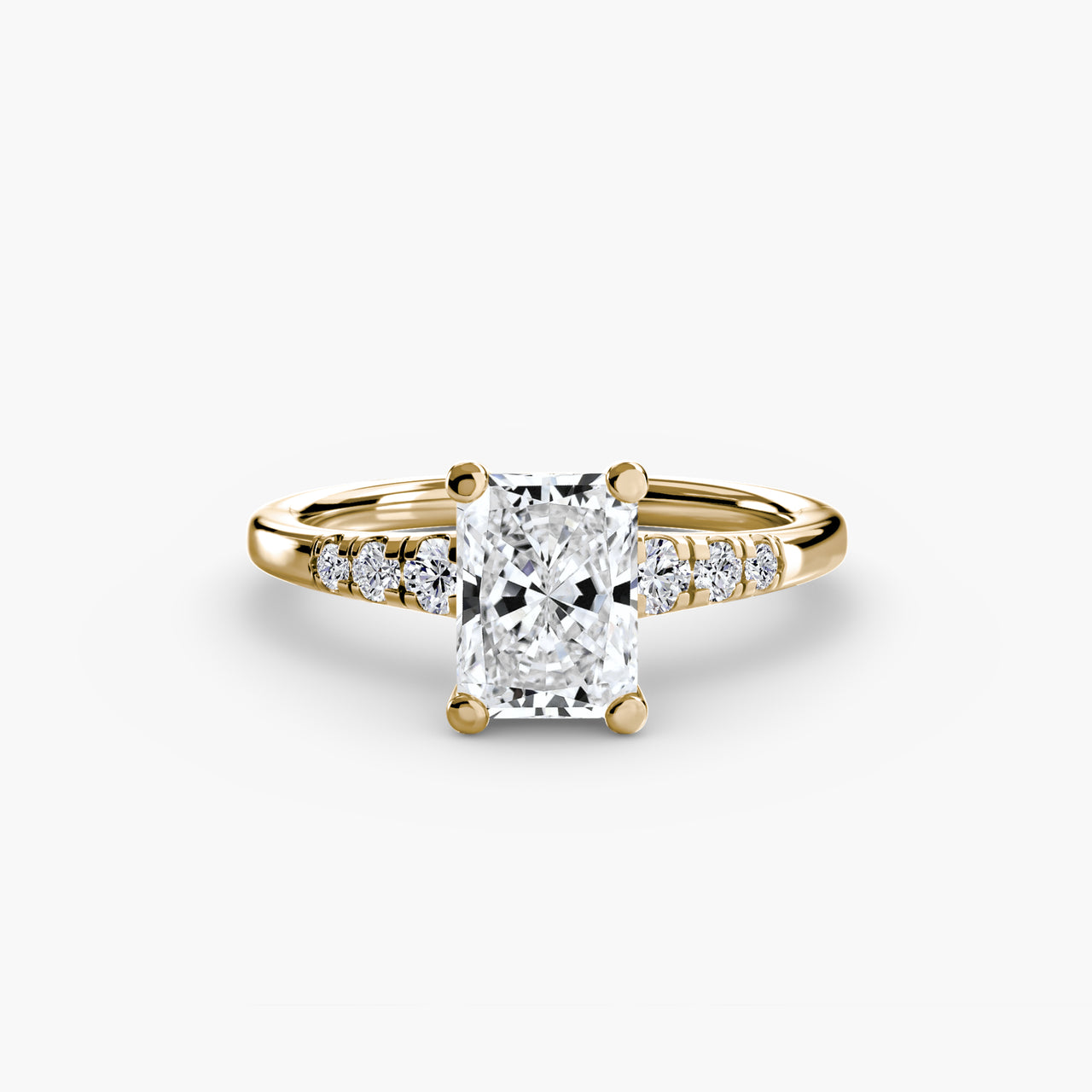 14K Yellow Gold / Radiant Solitaire with Shoulder Accents