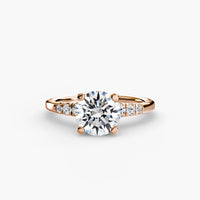 Thumbnail for 14K Rose Gold / Round Solitaire with Shoulder Accents