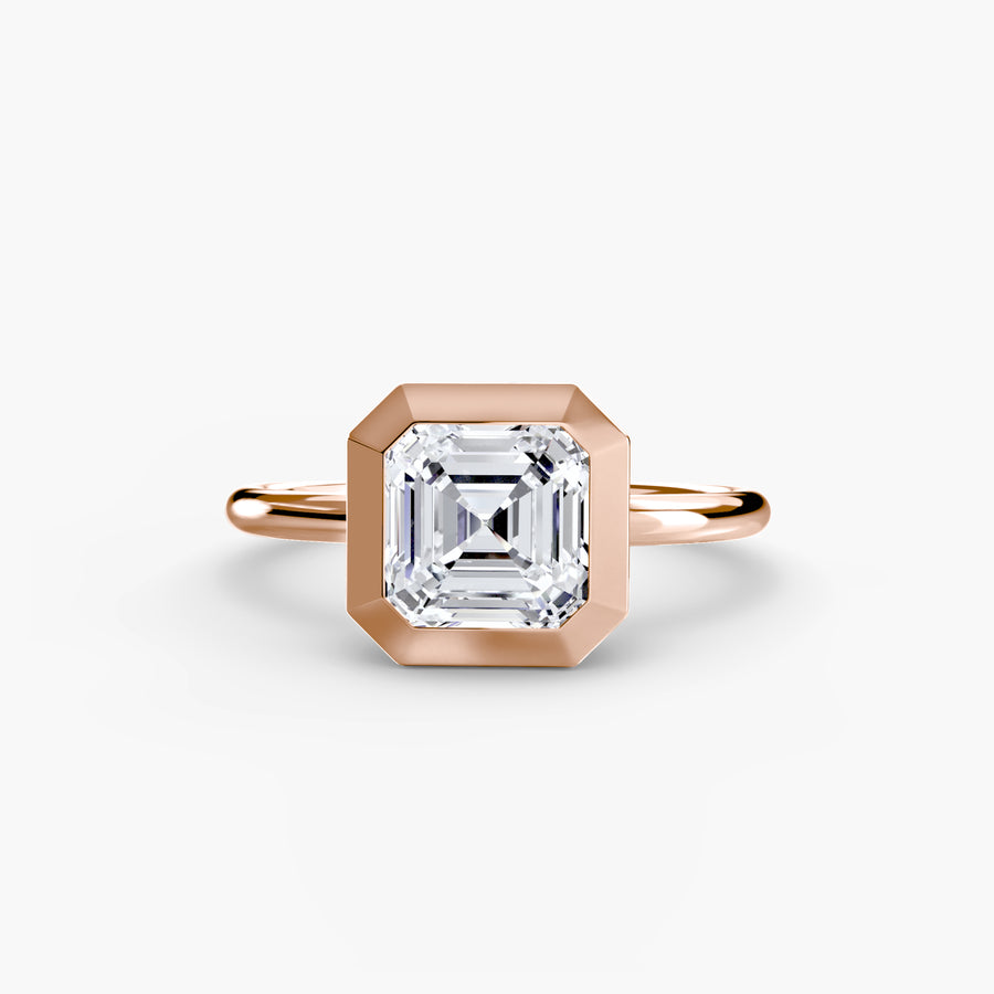 14K Rose Gold / Asscher The Bezel Set Solitaire