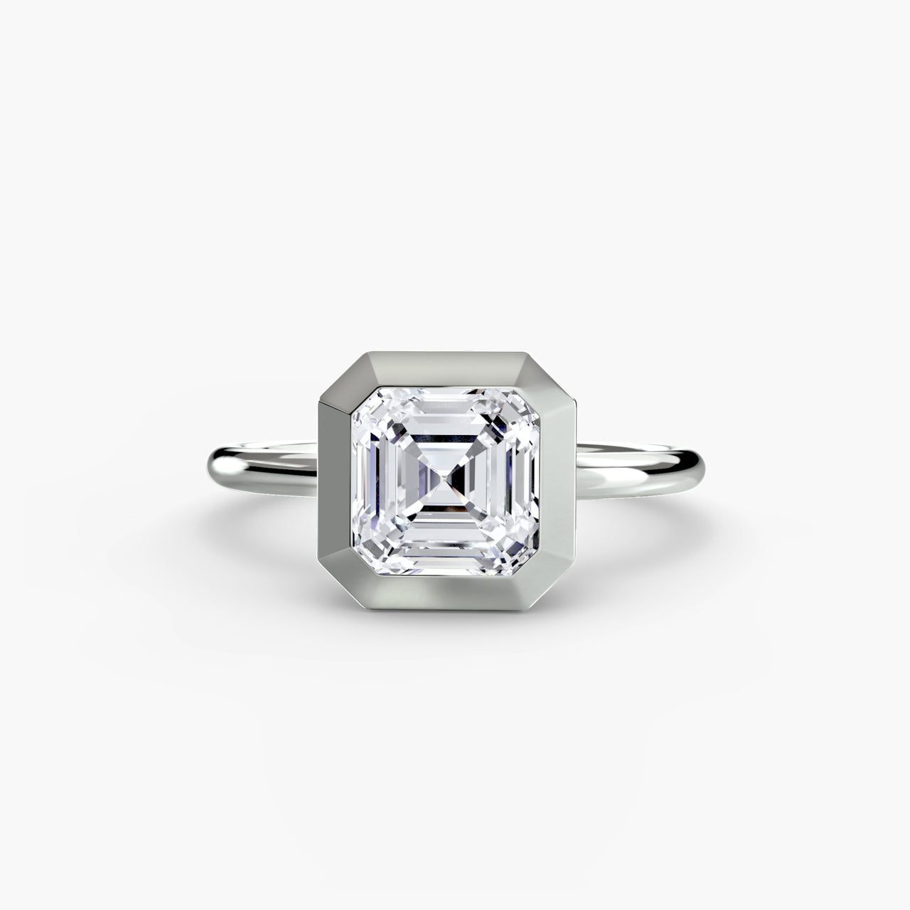 14K White Gold / Asscher The Bezel Set Solitaire