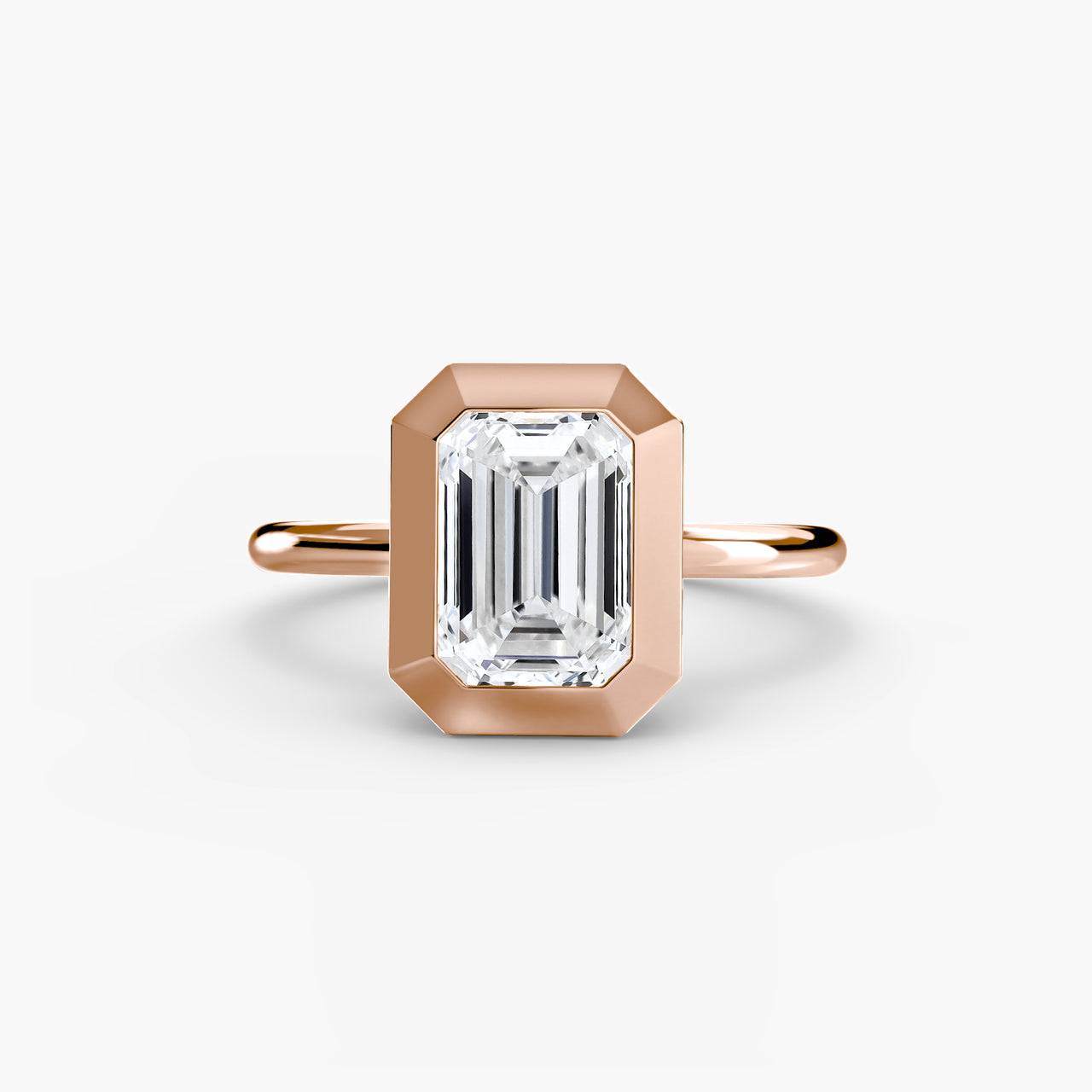 14K Rose Gold / Emerald The Bezel Set Solitaire