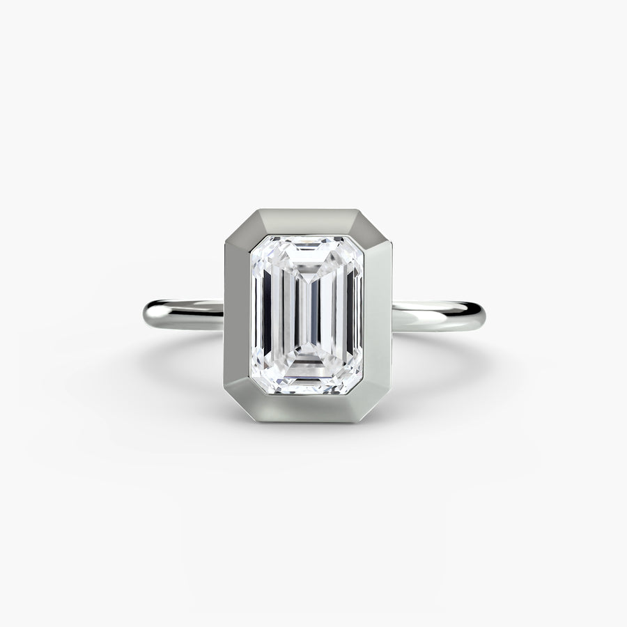 14K White Gold / Emerald The Bezel Set Solitaire