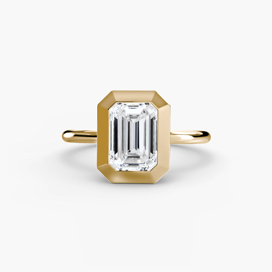14K Yellow Gold / Emerald The Bezel Set Solitaire
