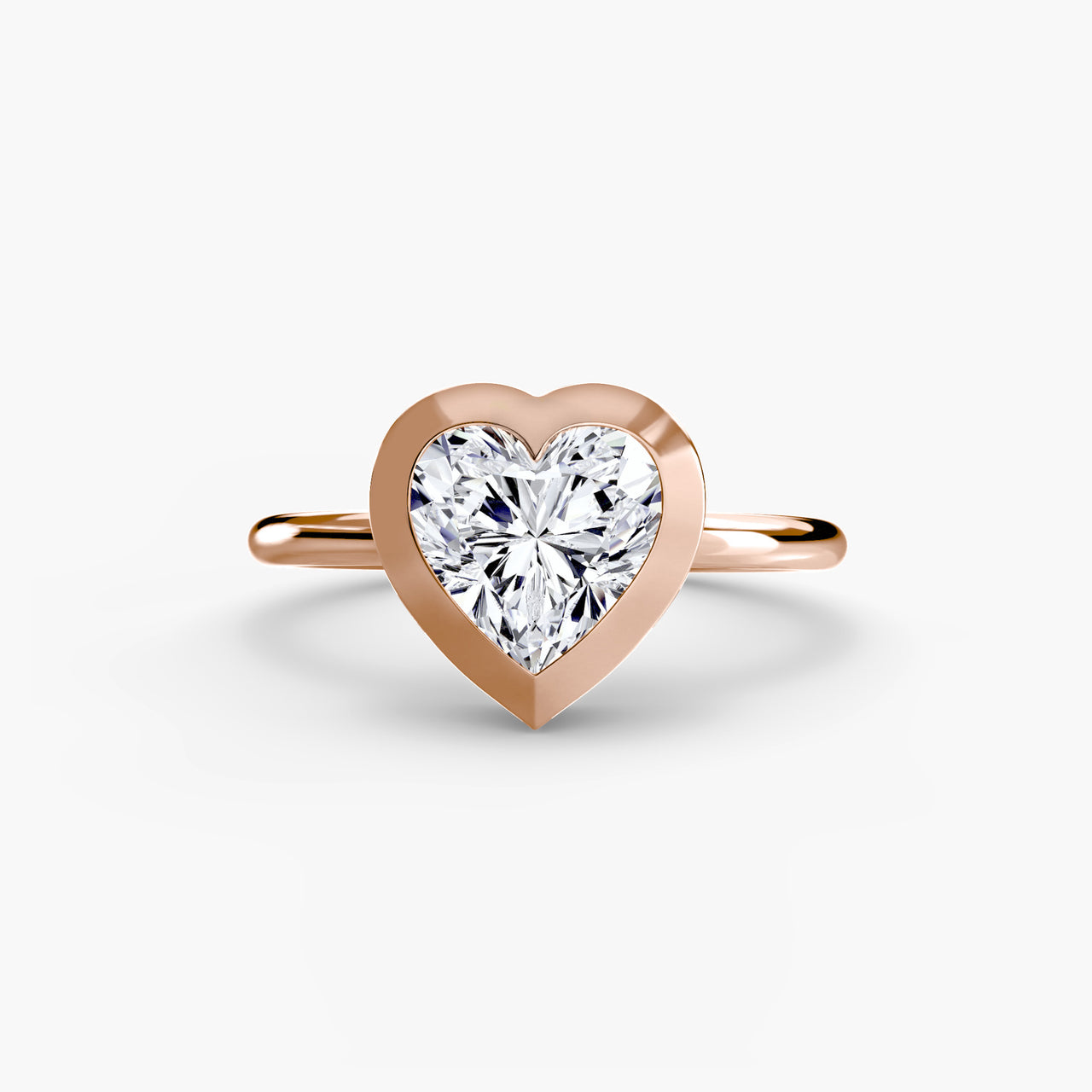 14K Rose Gold / Heart The Bezel Set Solitaire