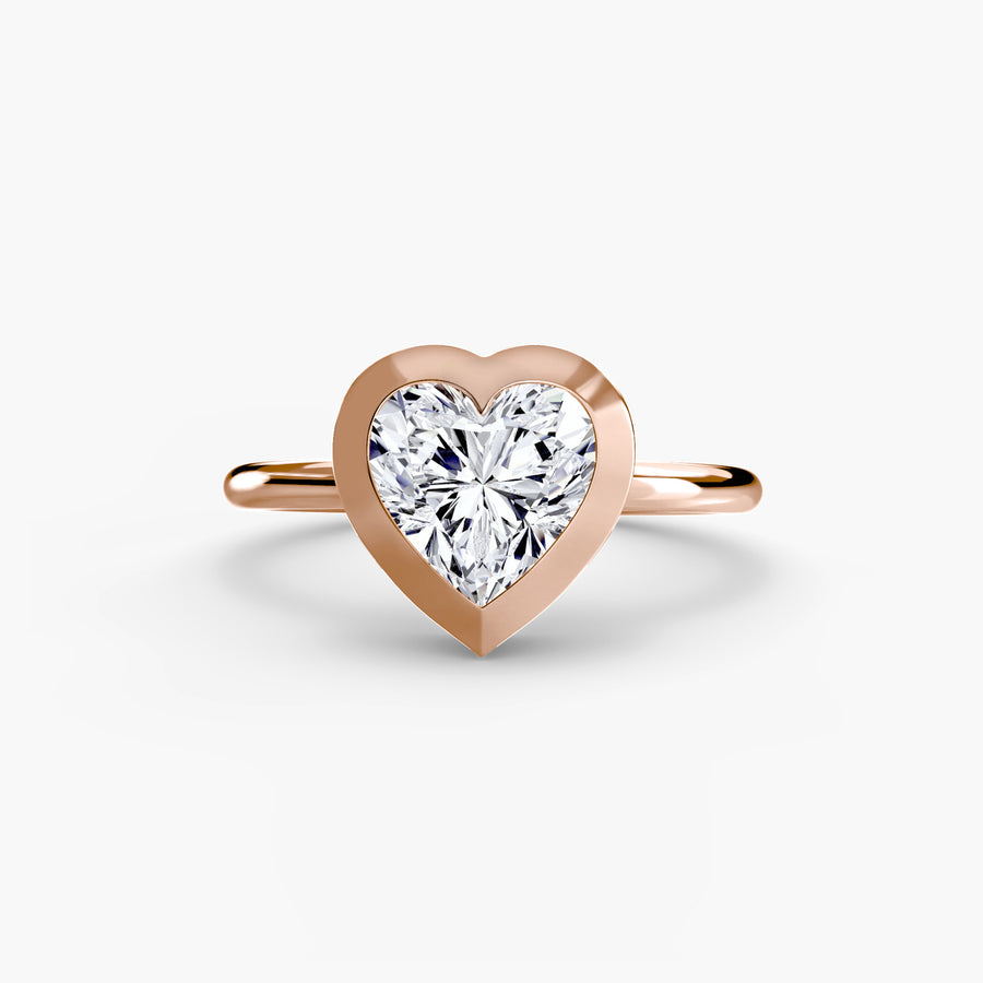 14K Rose Gold / Heart The Bezel Set Solitaire