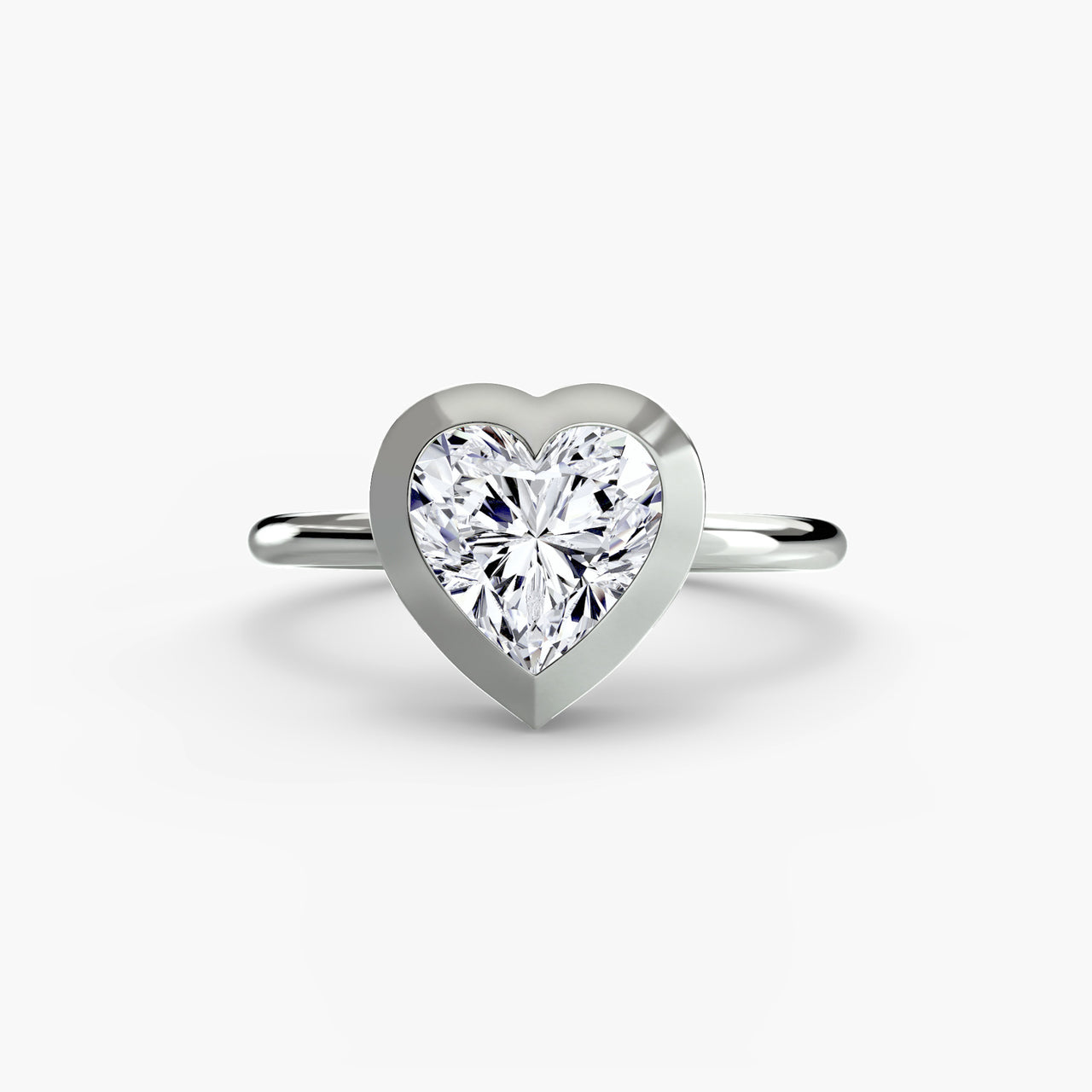 14K White Gold / Heart The Bezel Set Solitaire