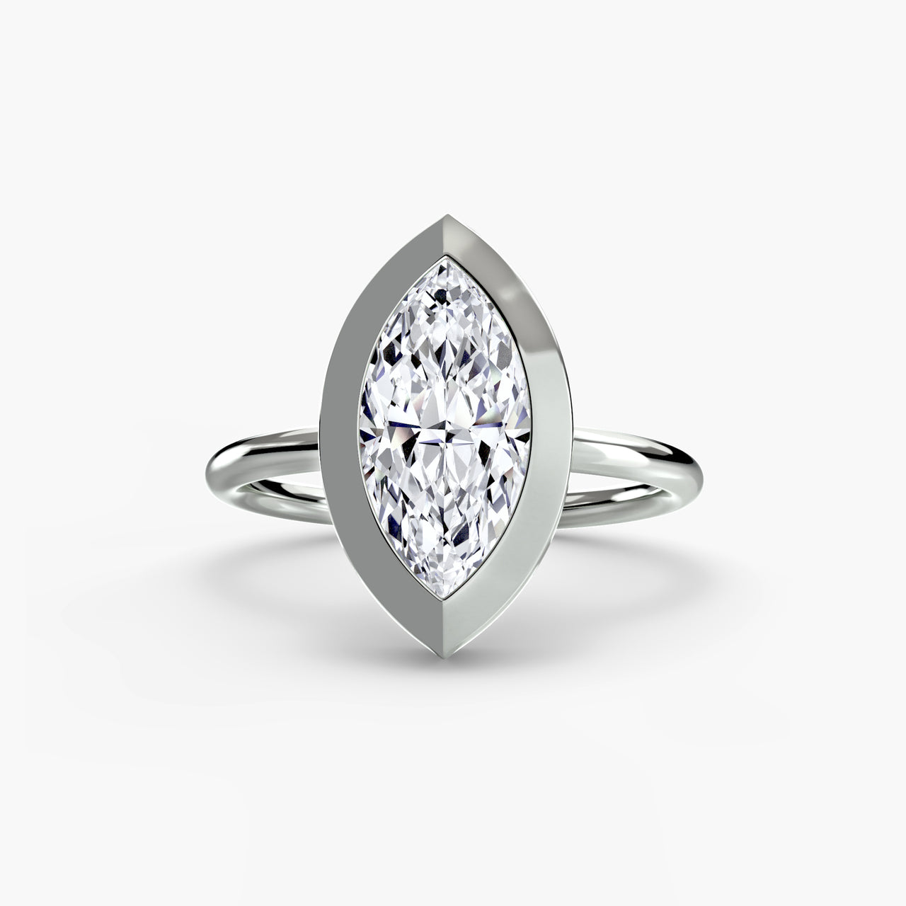 14K White Gold / Marquise The Bezel Set Solitaire