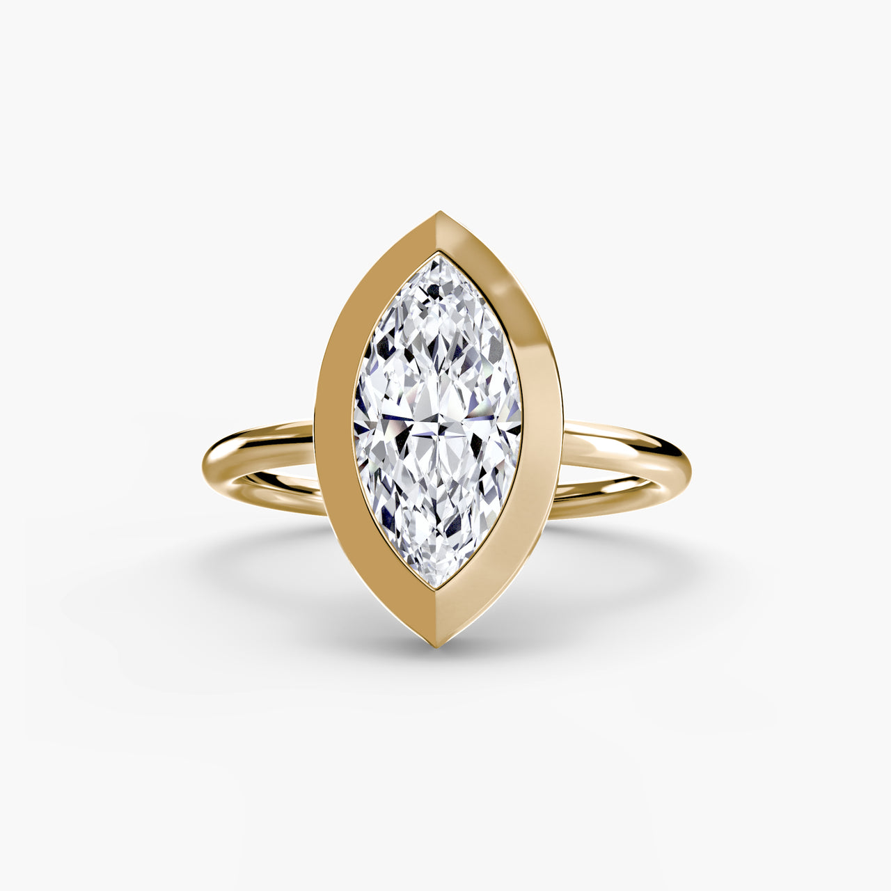 14K Yellow Gold / Marquise The Bezel Set Solitaire