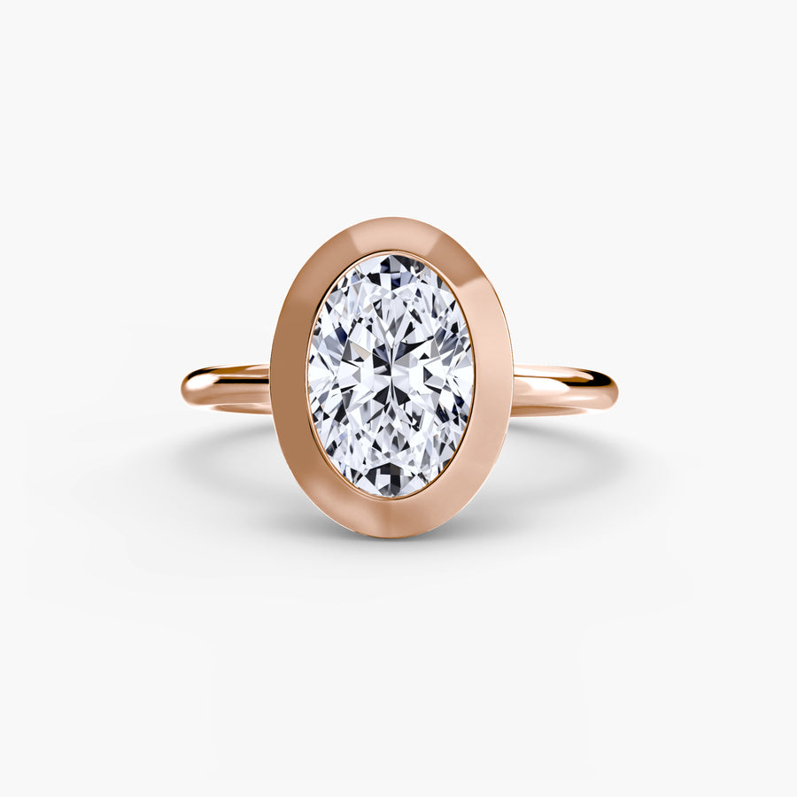 14K Rose Gold / Oval The Bezel Set Solitaire