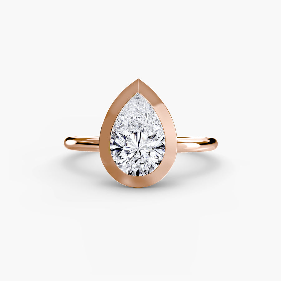 14K Rose Gold / Pear The Bezel Set Solitaire