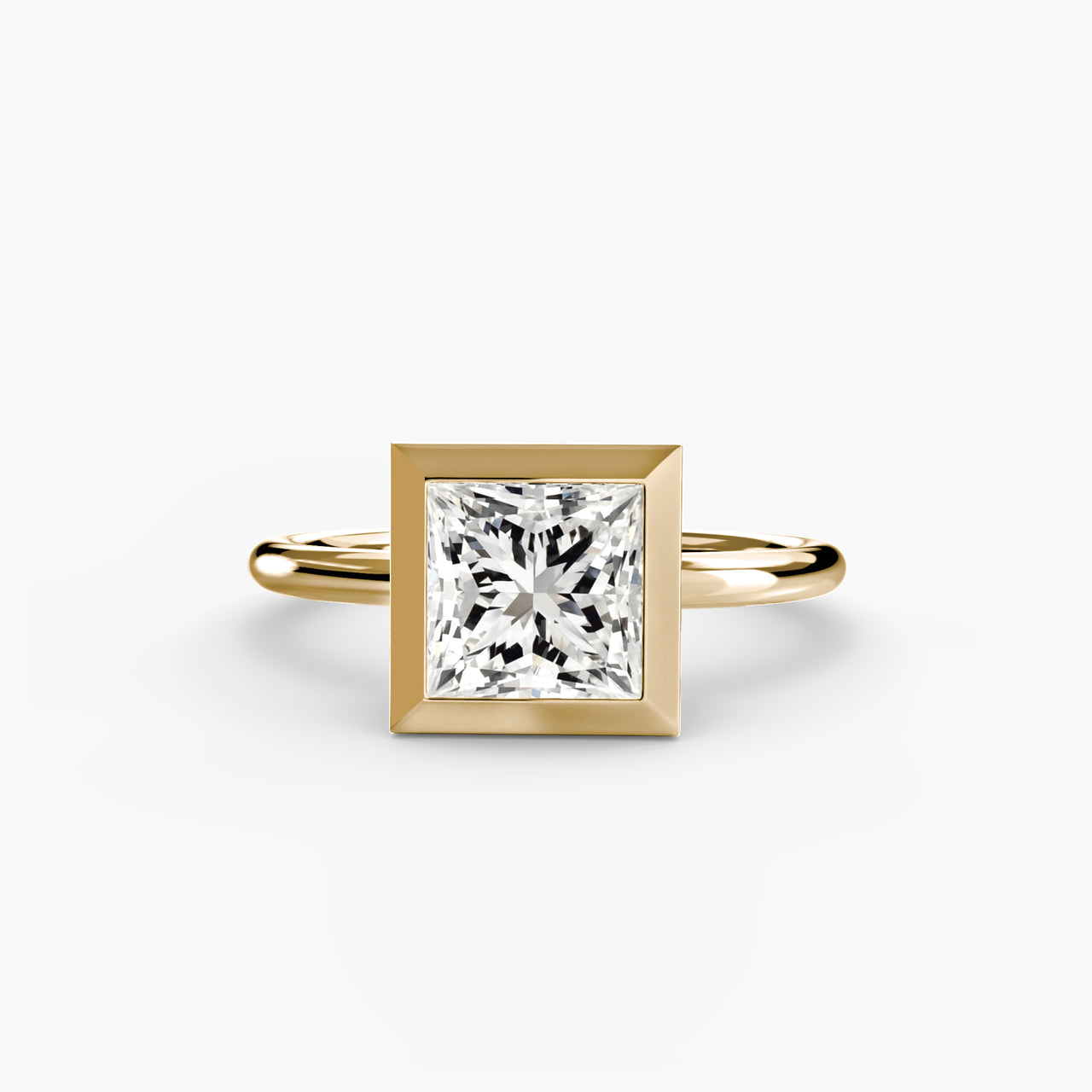 14K Yellow Gold / Princess The Bezel Set Solitaire