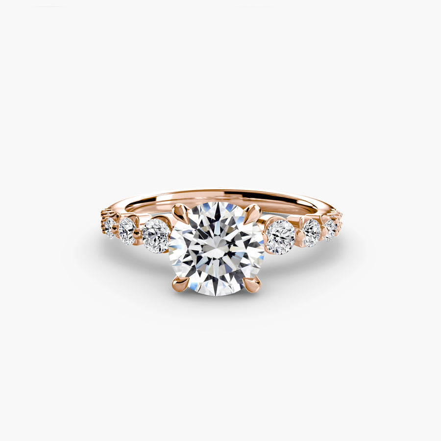 14K Rose Gold / Round The Cascade Diamond Ring