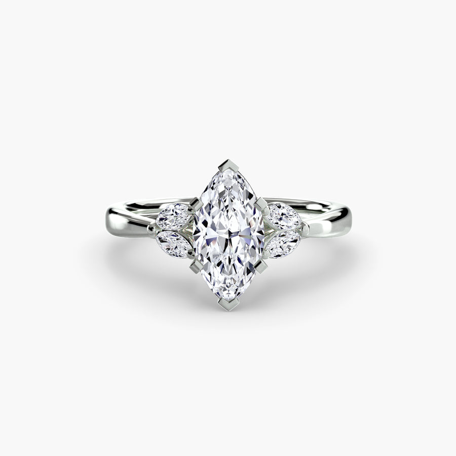 14K White Gold / Marquise The Celestial Cluster Ring 2