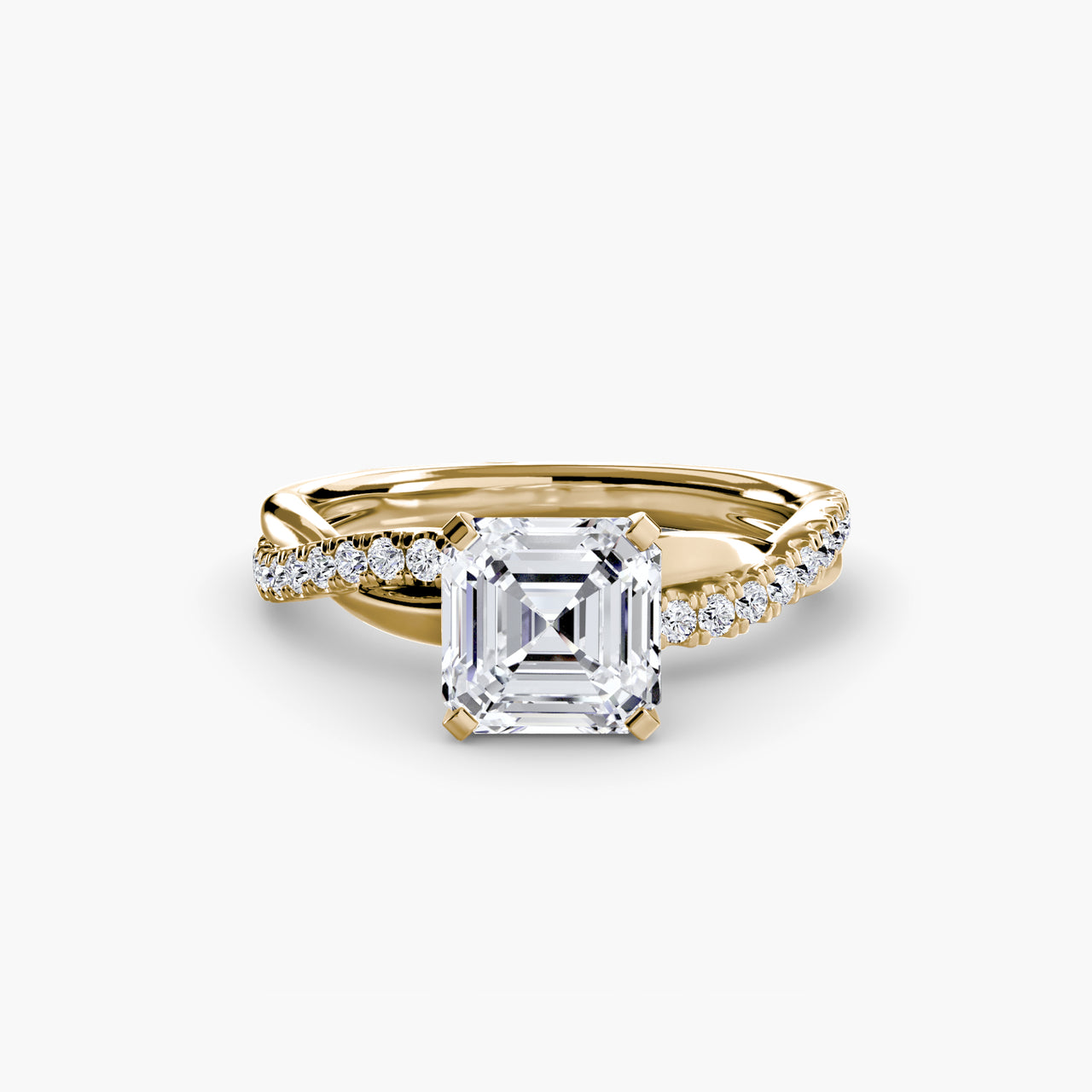 14K Yellow Gold / Asscher The Emerald Twist Pavé Ring