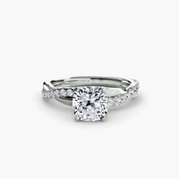 Thumbnail for 14K White Gold / Cushion The Emerald Twist Pavé Ring