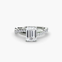 Thumbnail for 14K White Gold / Emerald The Emerald Twist Pavé Ring