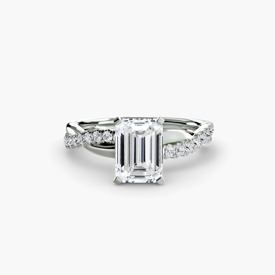 14K White Gold / Emerald The Emerald Twist Pavé Ring