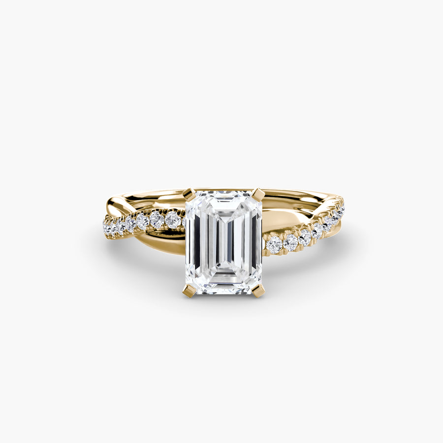 14K Yellow Gold / Emerald The Emerald Twist Pavé Ring