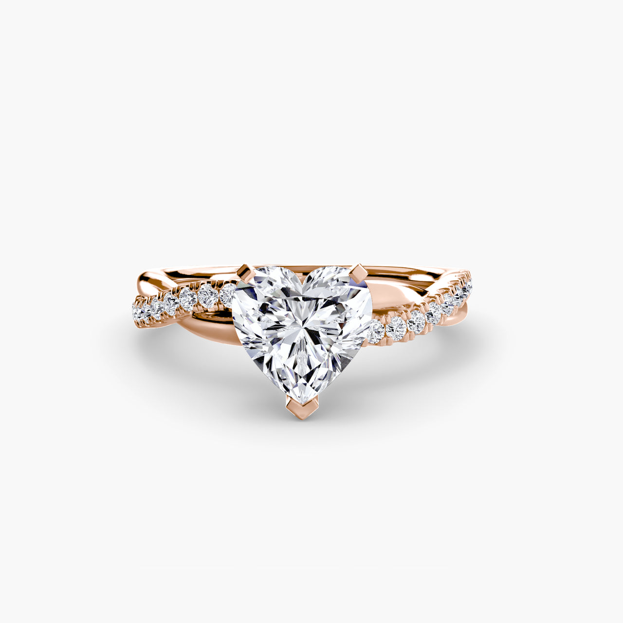 14K Rose Gold / Heart The Emerald Twist Pavé Ring