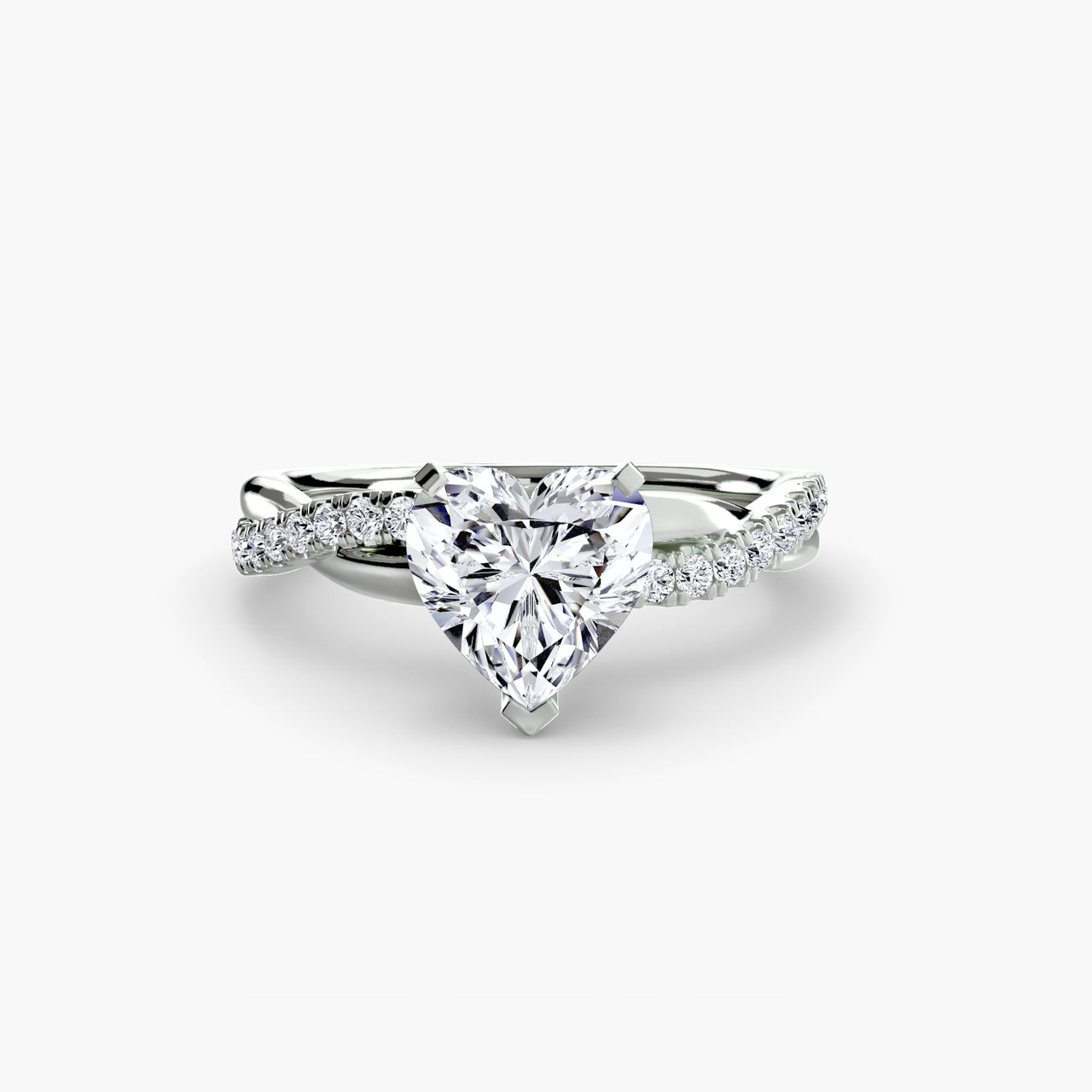 14K White Gold / Heart The Emerald Twist Pavé Ring