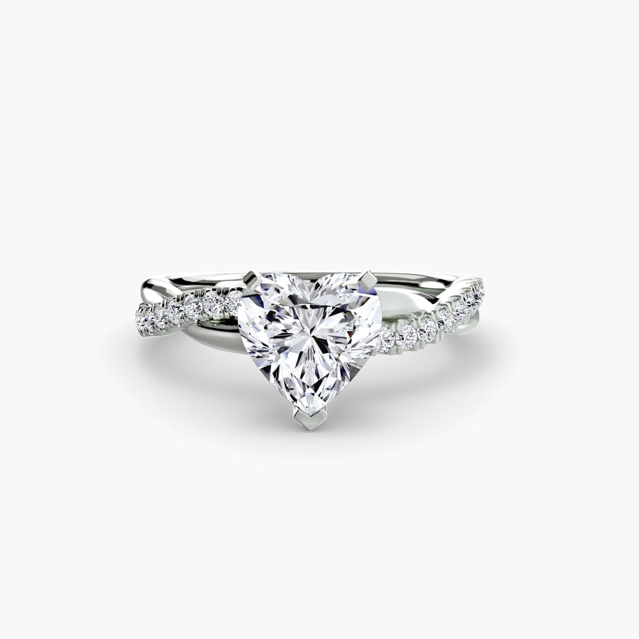 14K White Gold / Heart The Emerald Twist Pavé Ring