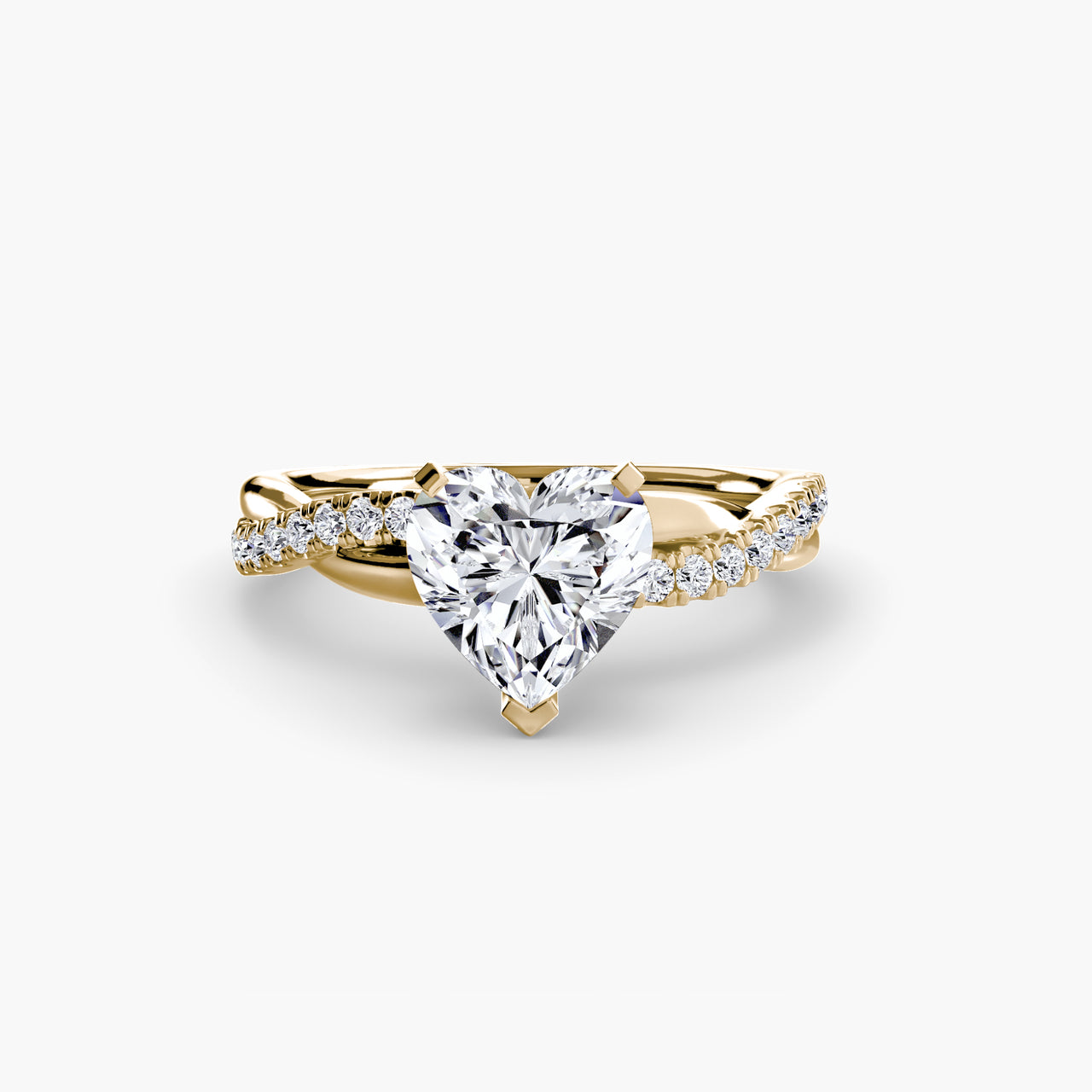 14K Yellow Gold / Heart The Emerald Twist Pavé Ring