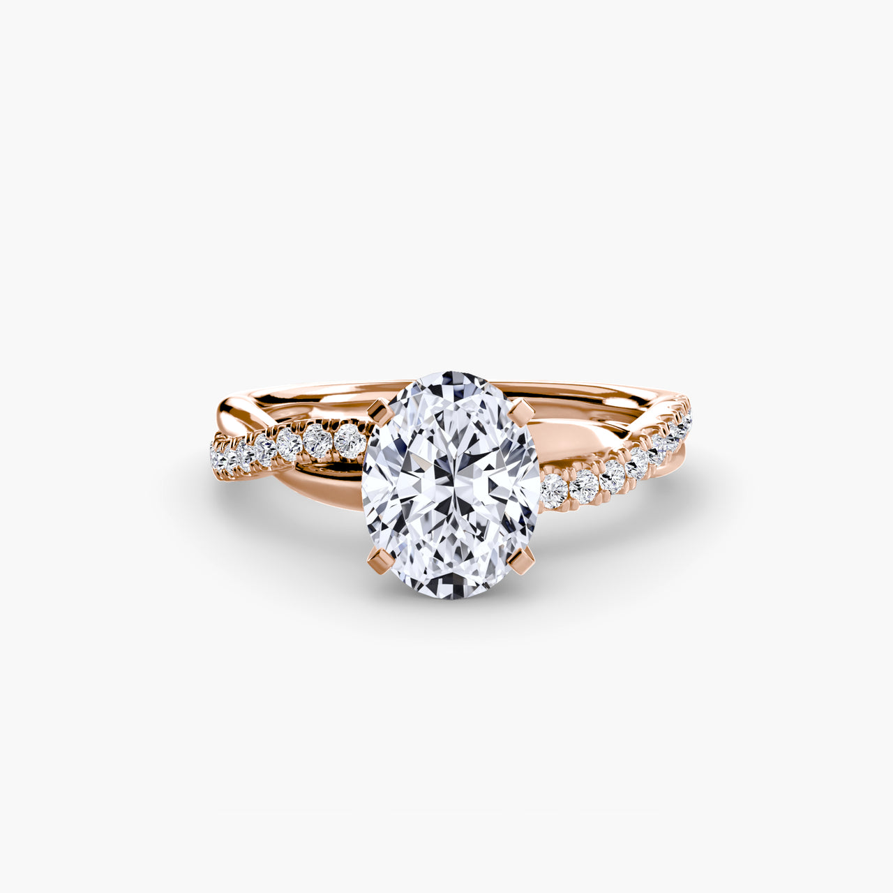 14K Rose Gold / Oval The Emerald Twist Pavé Ring